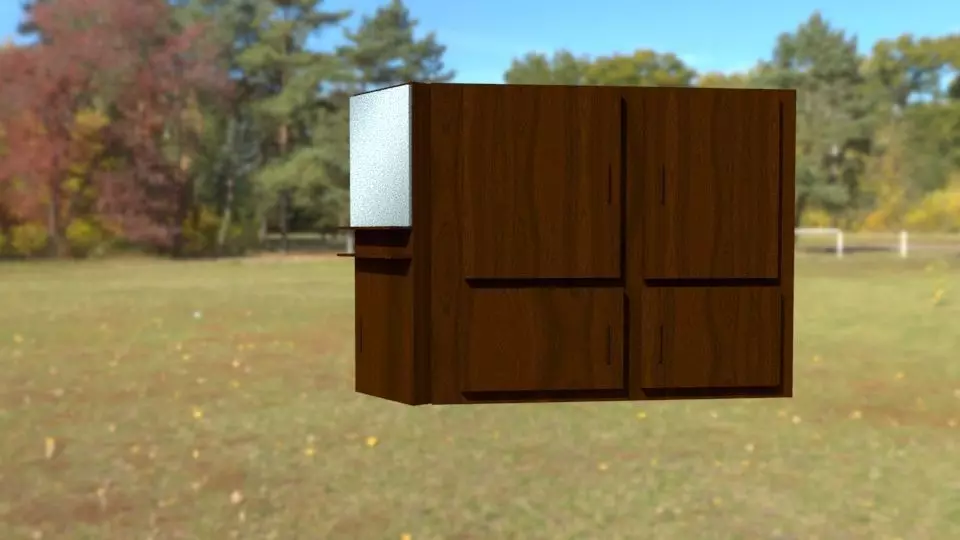 ALMARI wooden cabinet in middle of field 3D model