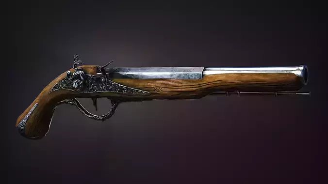 Musket Game-ready low-poly wooden gun