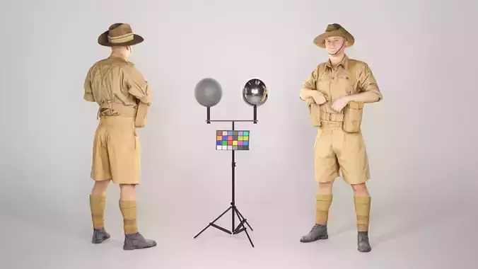 Australian infantryman character from World War 2 posing 57