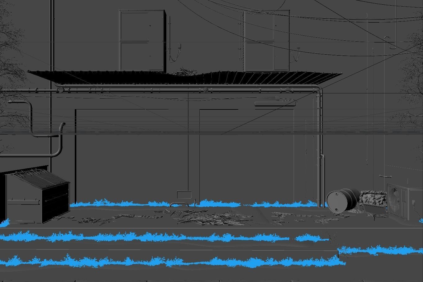 Hong Kong alley Low-poly 3D model_2