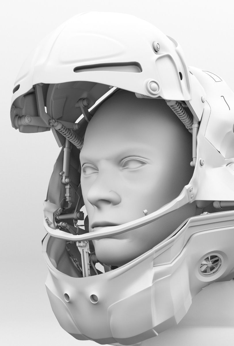 Helmet futuristic 3D model_1