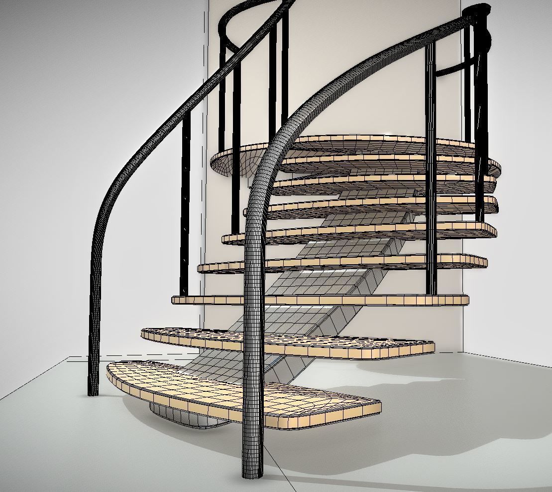 Spiral Staircase High-Poly Version 1 3D model_3