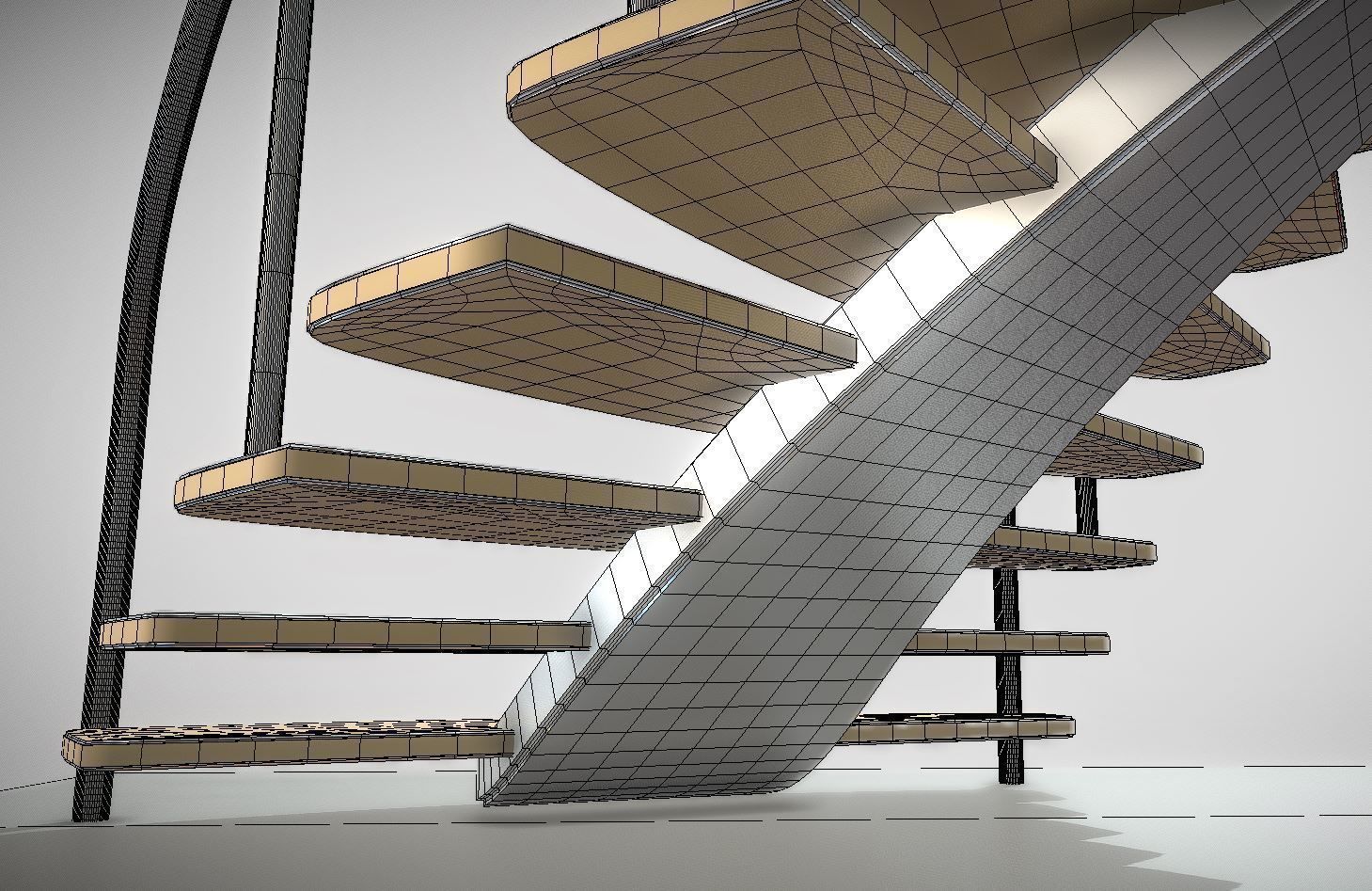 Spiral Staircase High-Poly Version 1 3D model_8