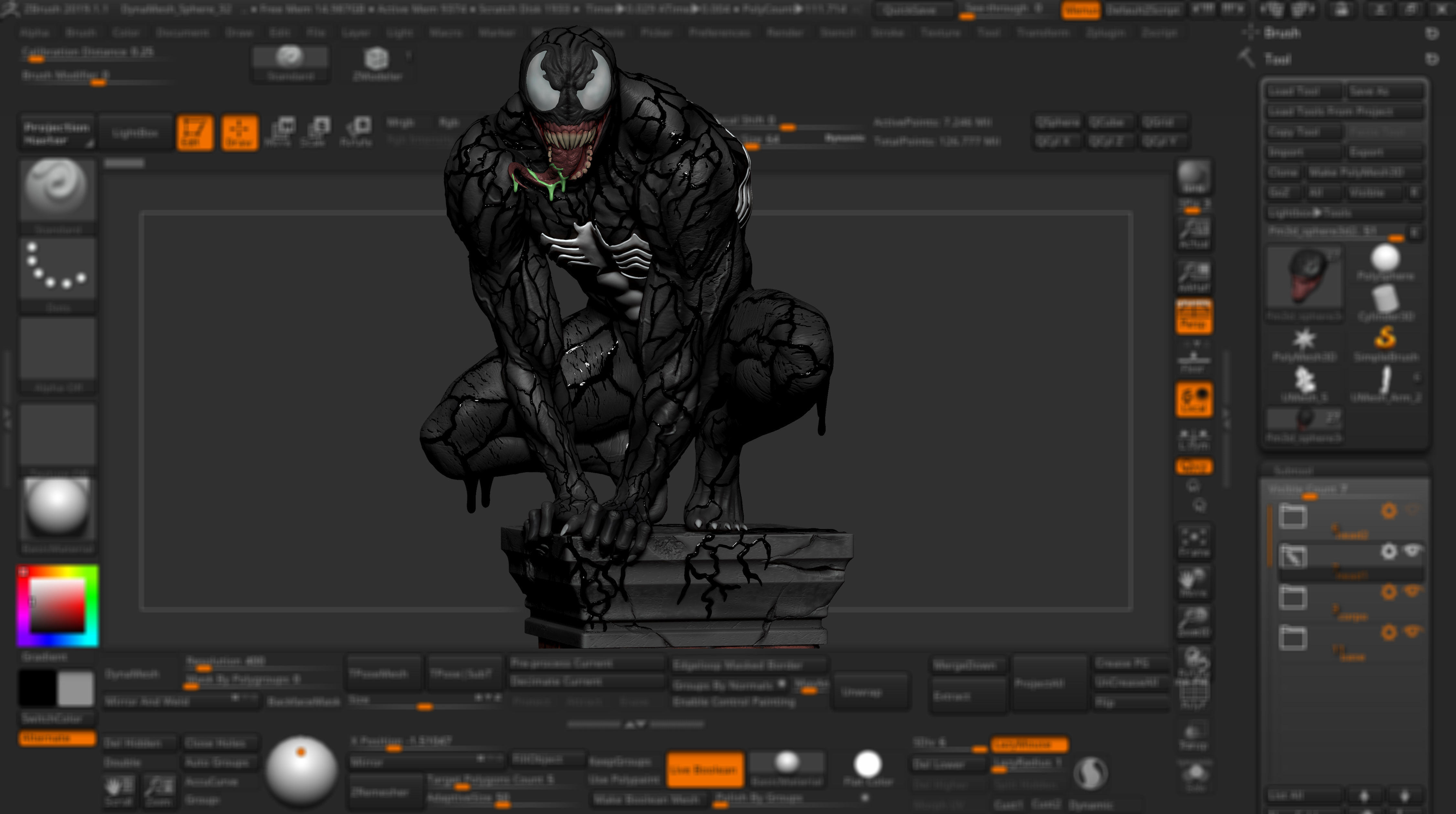 Venom Statue  3D print model_6