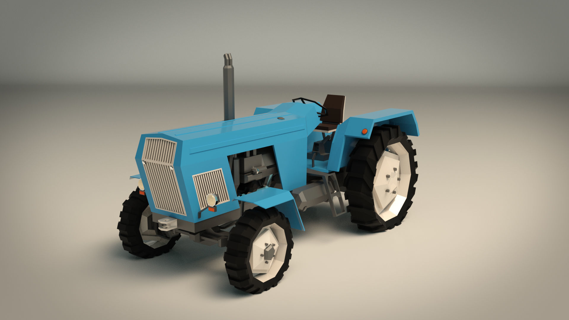 Low Poly Tractor 02 Low-poly 3D model_4