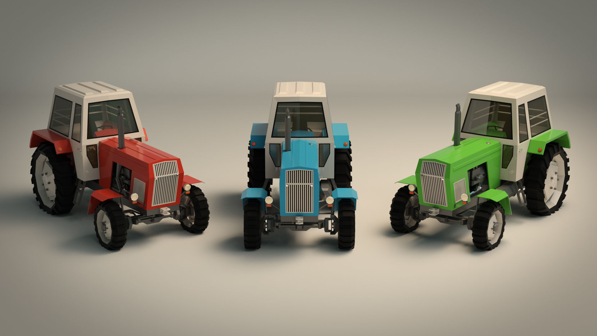 Low Poly Tractor 02 Low-poly 3D model_2