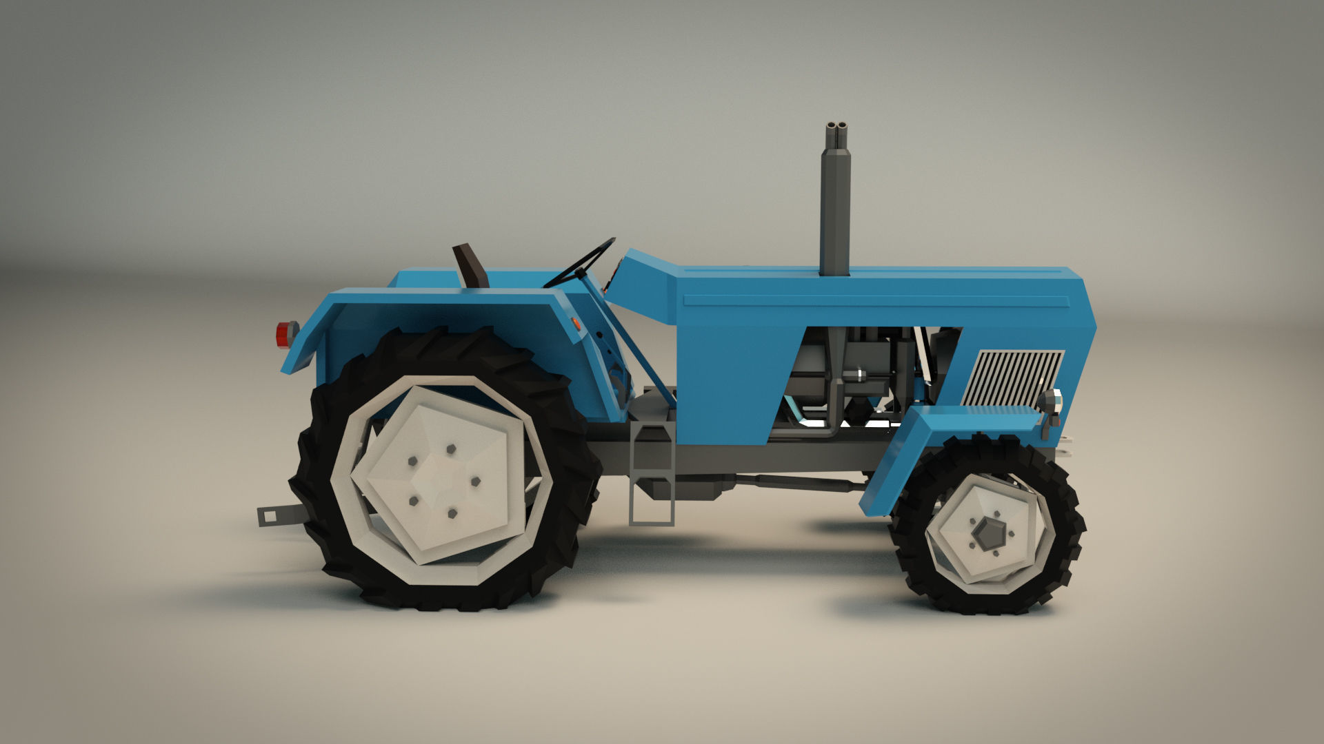 Low Poly Tractor 02 Low-poly 3D model_14