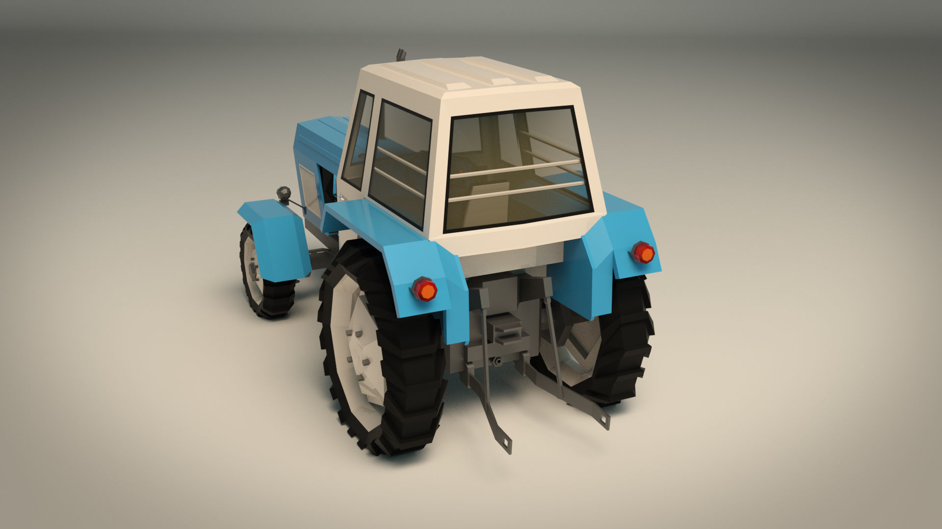 Low Poly Tractor 02 Low-poly 3D model_5
