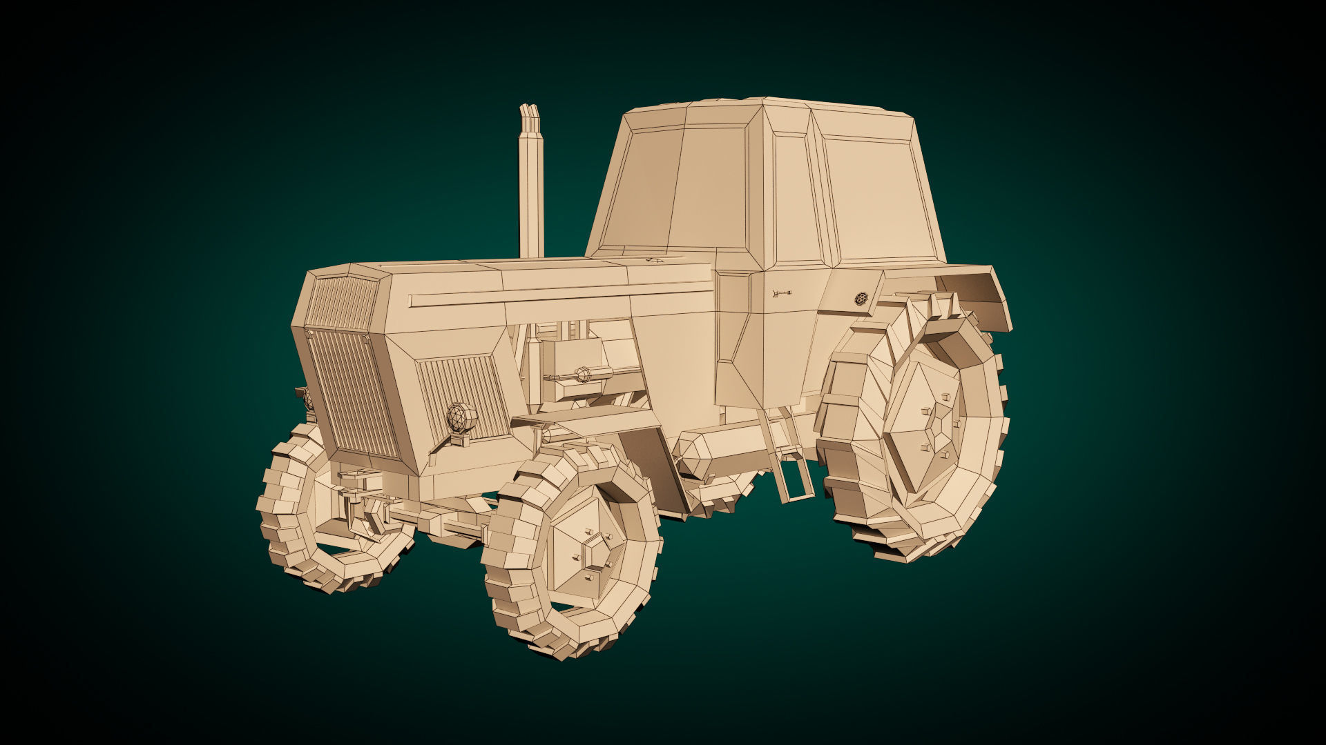 Low Poly Tractor 02 Low-poly 3D model_15