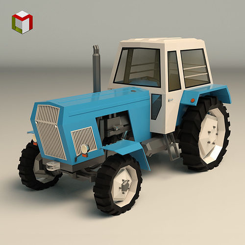 Low Poly Tractor 02 Low-poly 3D model