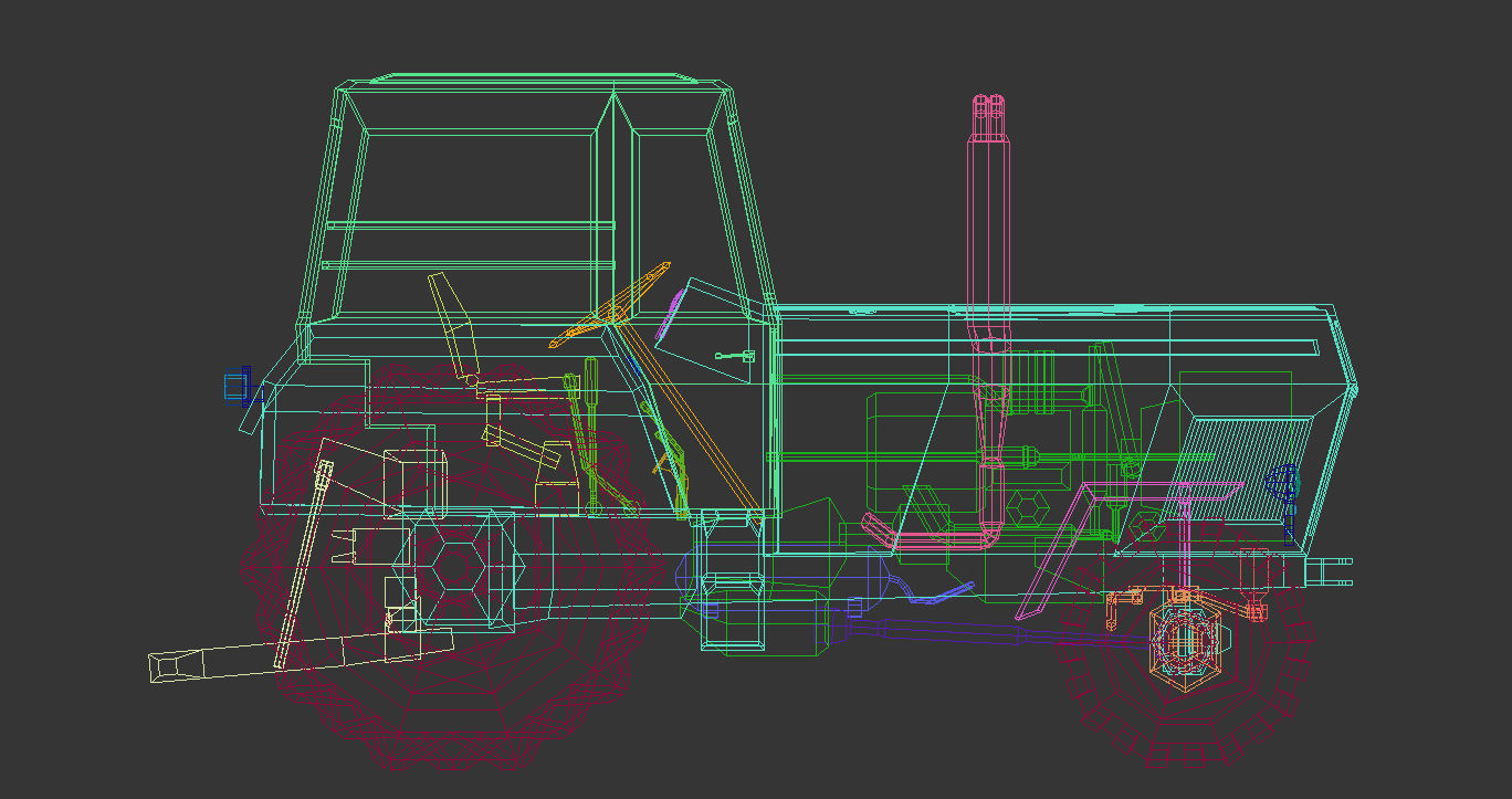 Low Poly Tractor 02 Low-poly 3D model_22