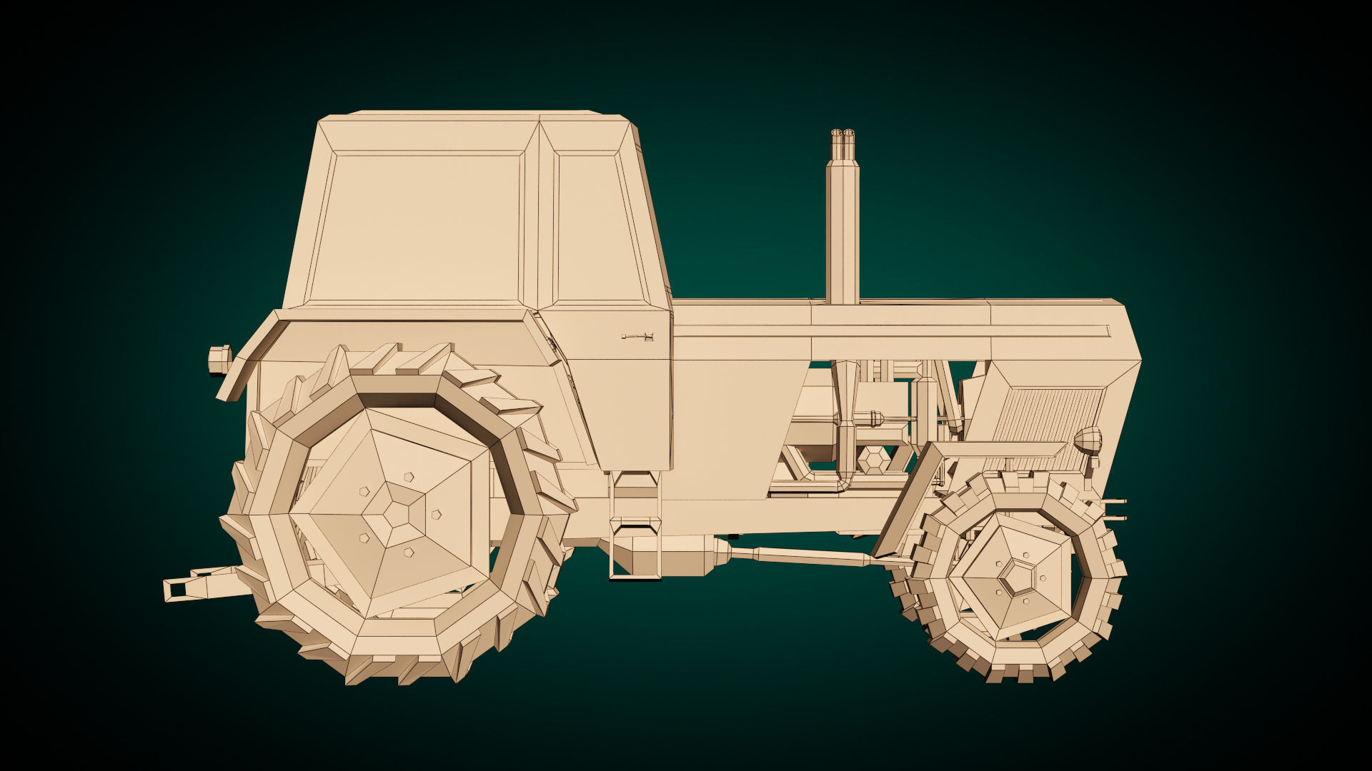Low Poly Tractor 02 Low-poly 3D model_17