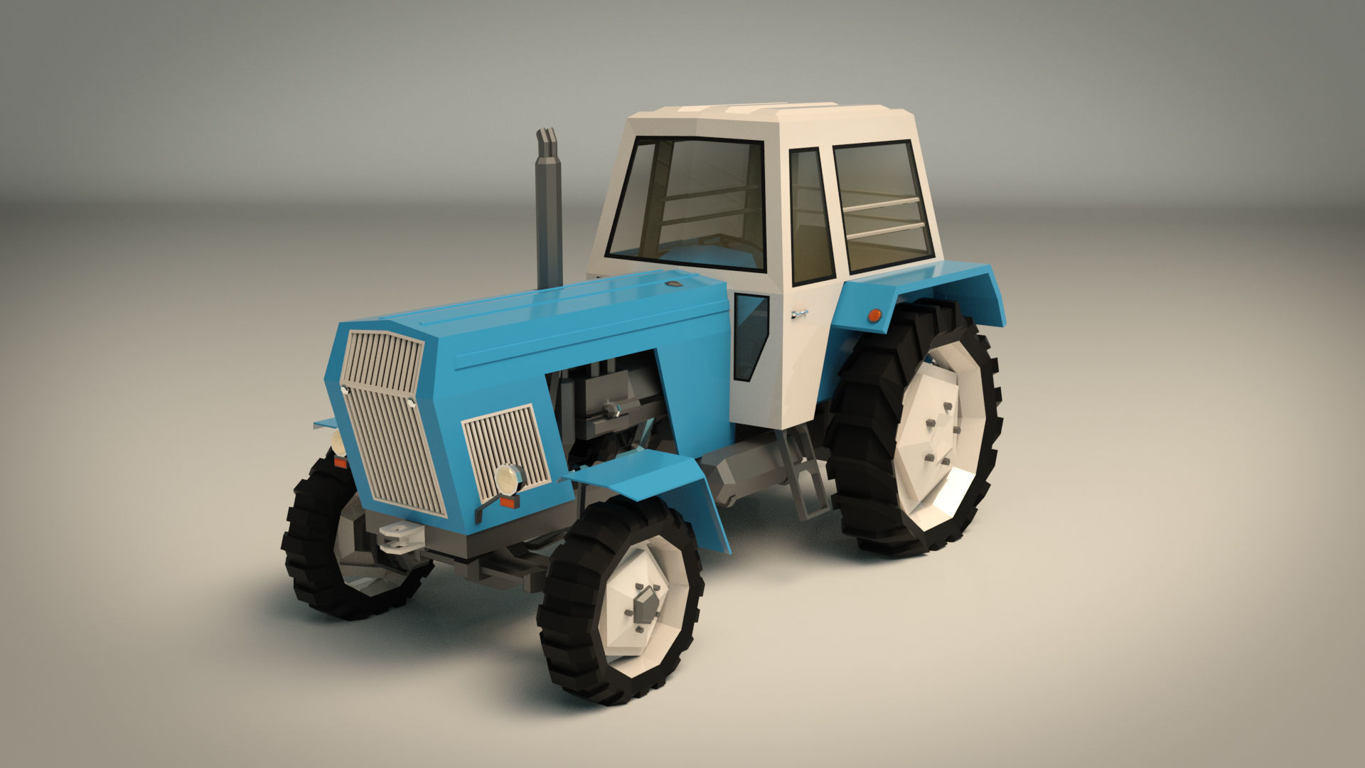 Low Poly Tractor 02 Low-poly 3D model_3