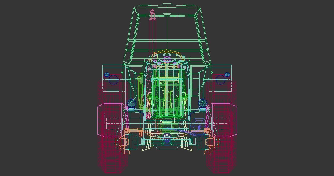 Low Poly Tractor 02 Low-poly 3D model_21