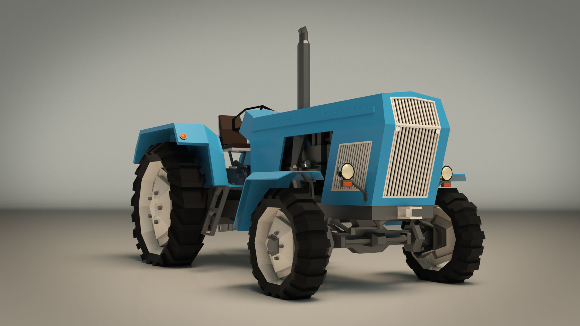 Low Poly Tractor 02 Low-poly 3D model_12