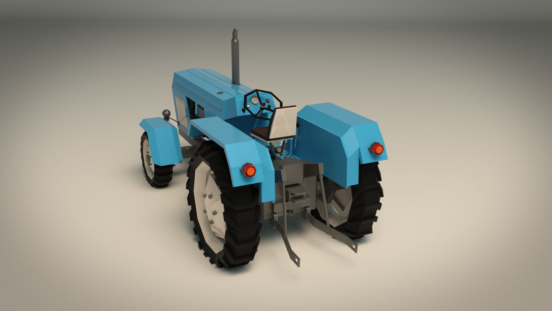 Low Poly Tractor 02 Low-poly 3D model_6