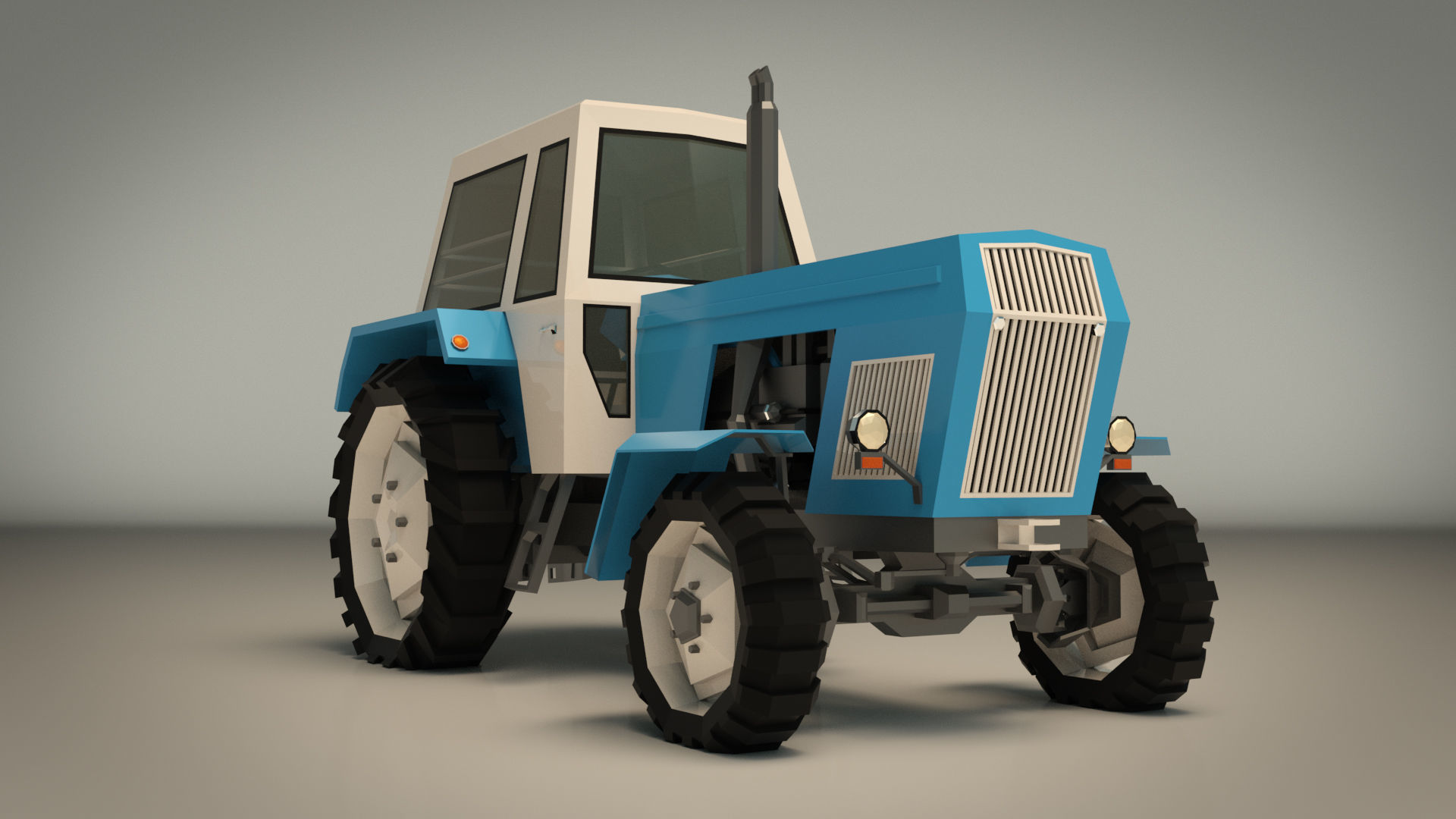 Low Poly Tractor 02 Low-poly 3D model_11
