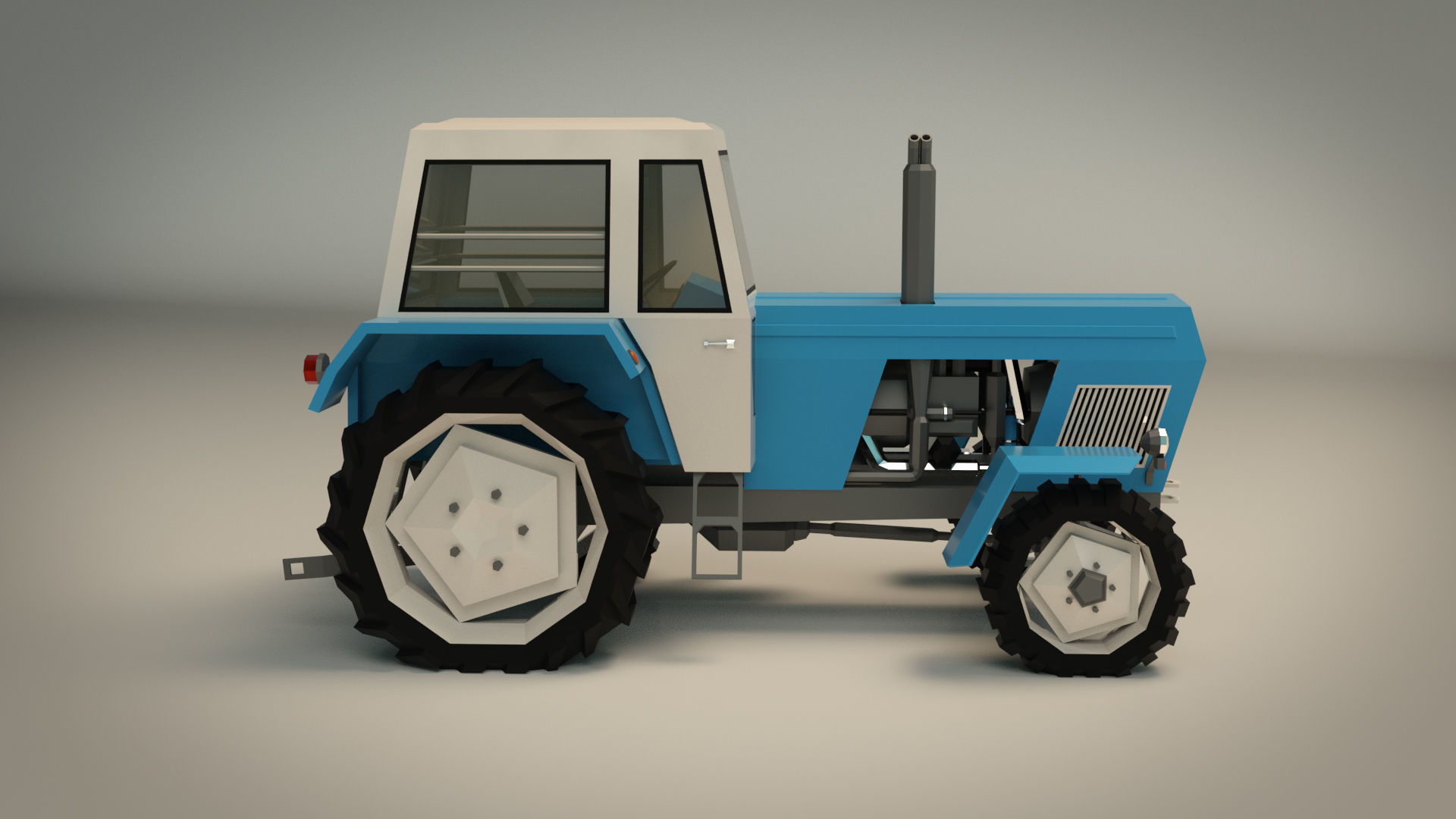 Low Poly Tractor 02 Low-poly 3D model_13