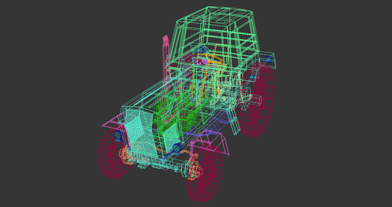Low Poly Tractor 02 Low-poly 3D model_20