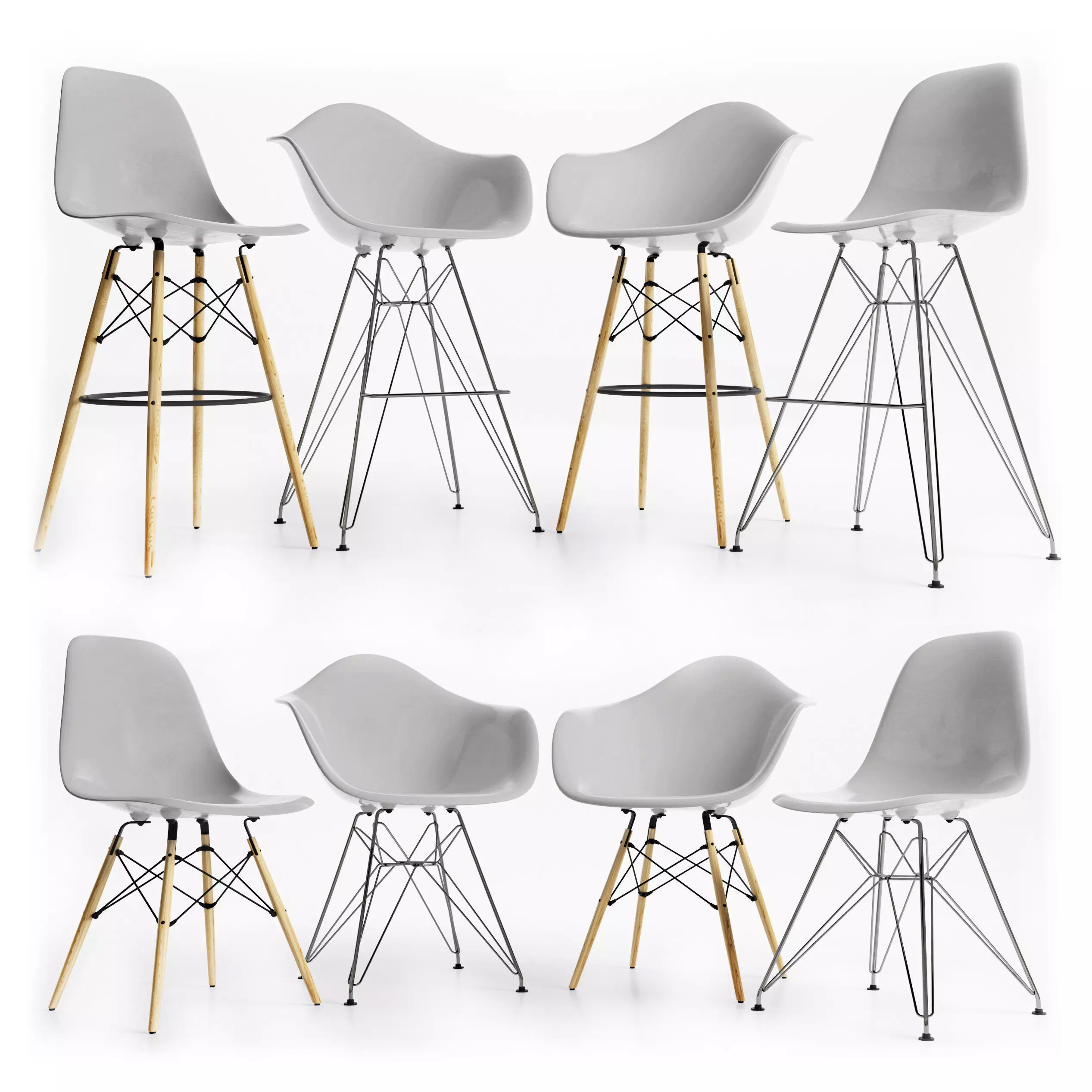 Eames Plastic Side Chairs GRAY 3D model