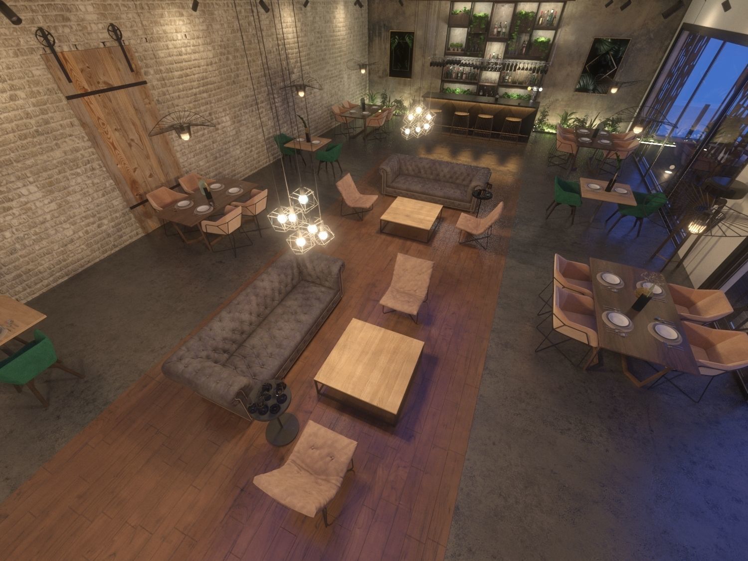 cafe restaurant full complete 3D model_4