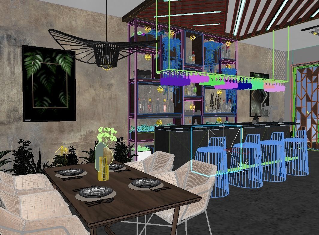 cafe restaurant full complete 3D model_9