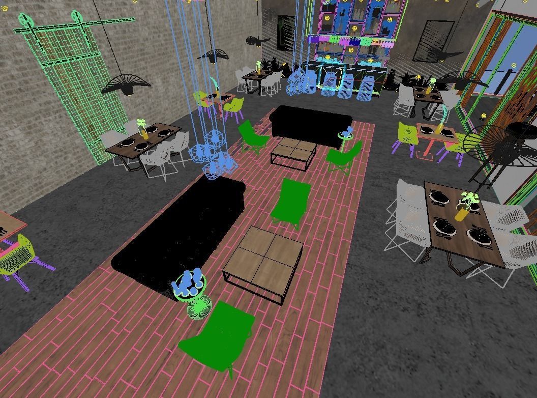 cafe restaurant full complete 3D model_8