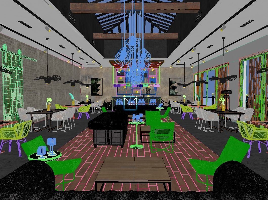 cafe restaurant full complete 3D model_6