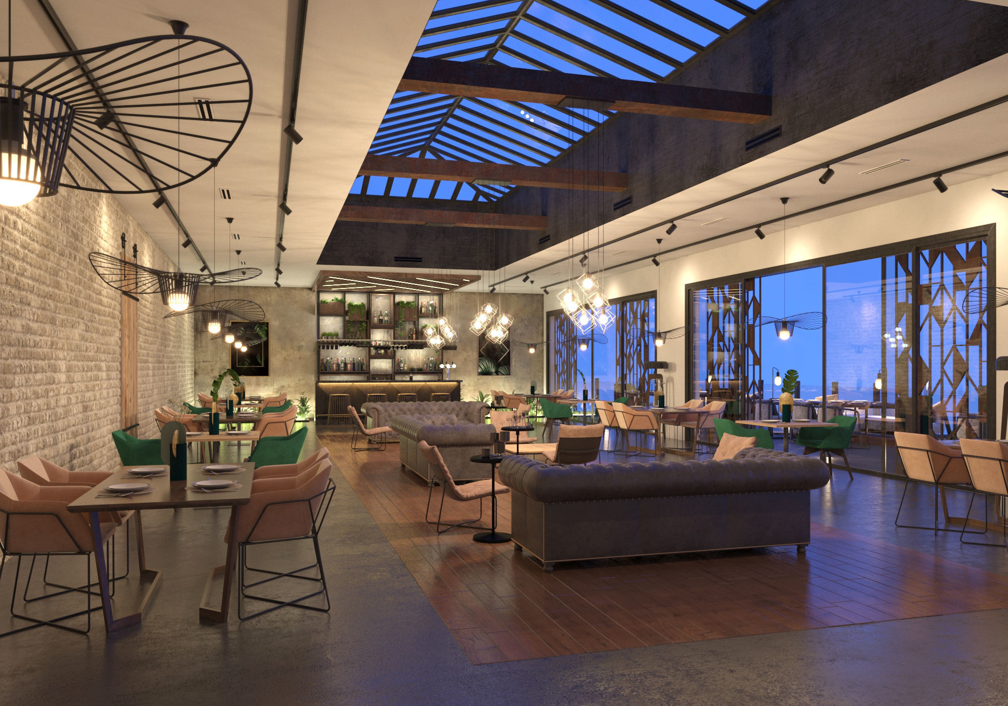 cafe restaurant full complete 3D model_3