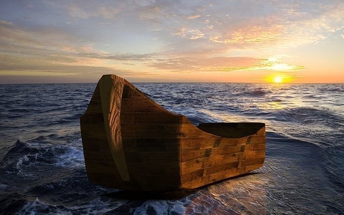 wood boat  Low-poly  3D model