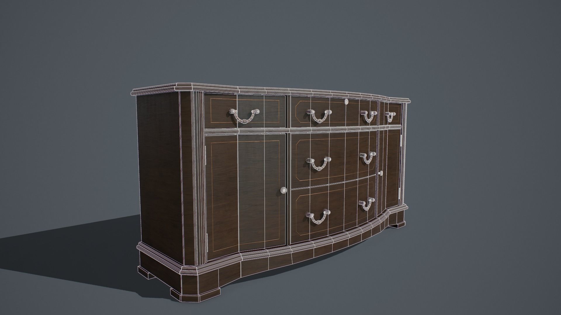 Old sideboard PBR Low-poly 3D model_5