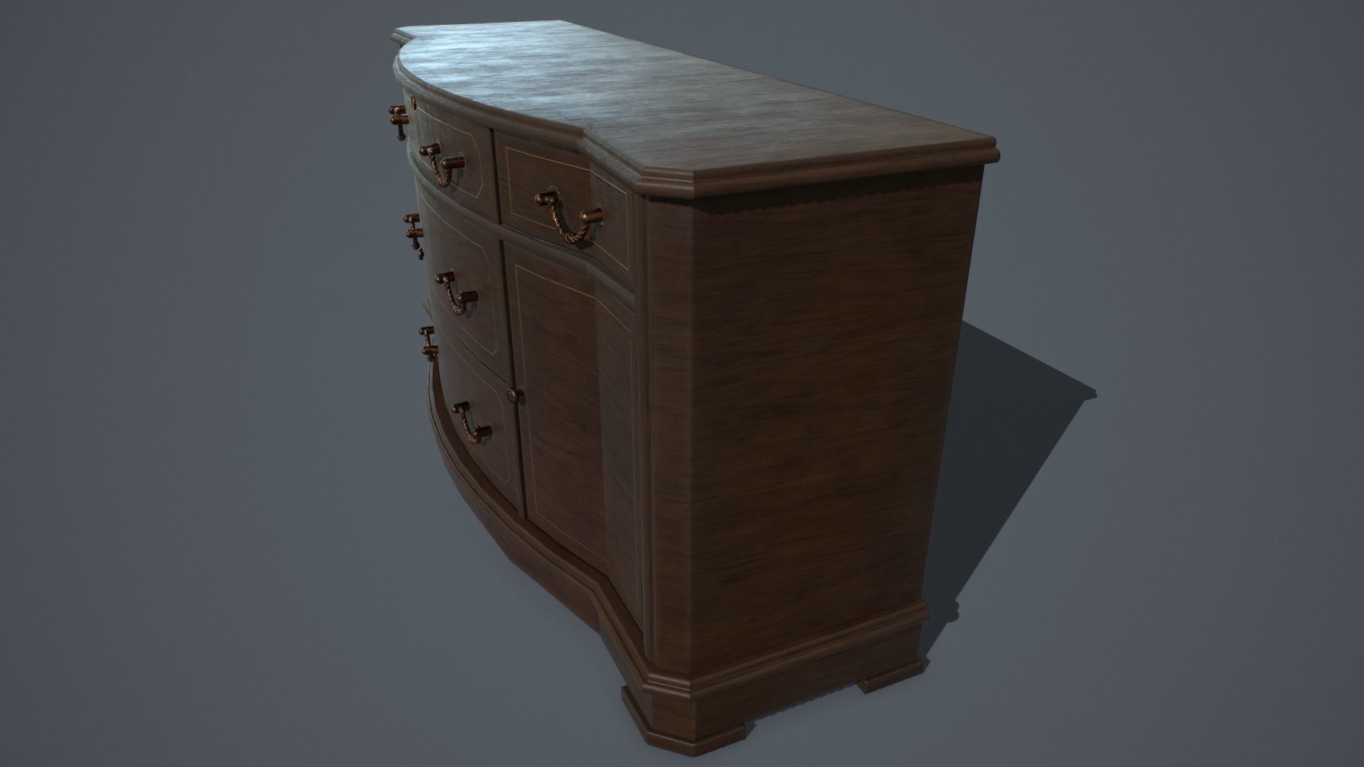 Old sideboard PBR Low-poly 3D model_2
