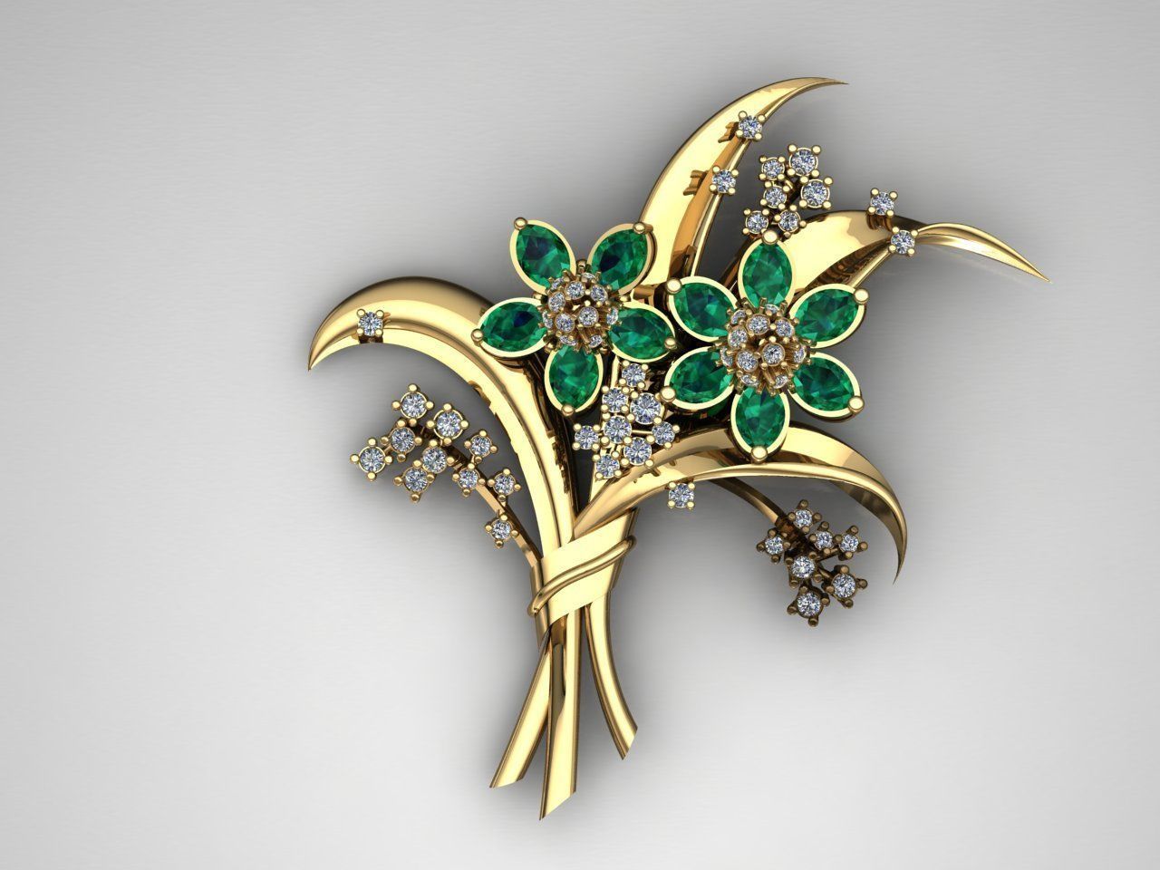 Brooch bouquet flower 3D print model_1