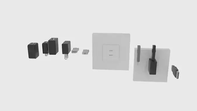 USB Part Pack Low-poly 3D model