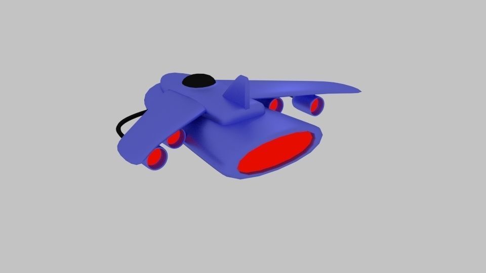 Spaceship D 7 toy airplane Low-poly 3D model_2