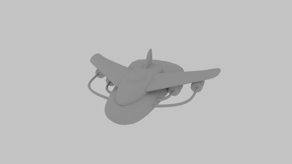 Spaceship D 7 toy airplane Low-poly 3D model_4