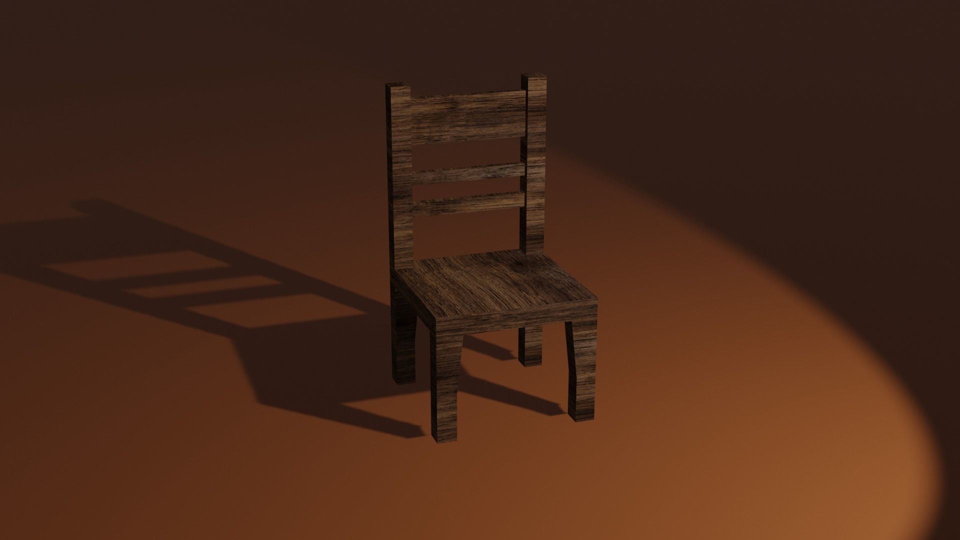 Wooden chair Low-poly 3D model_1