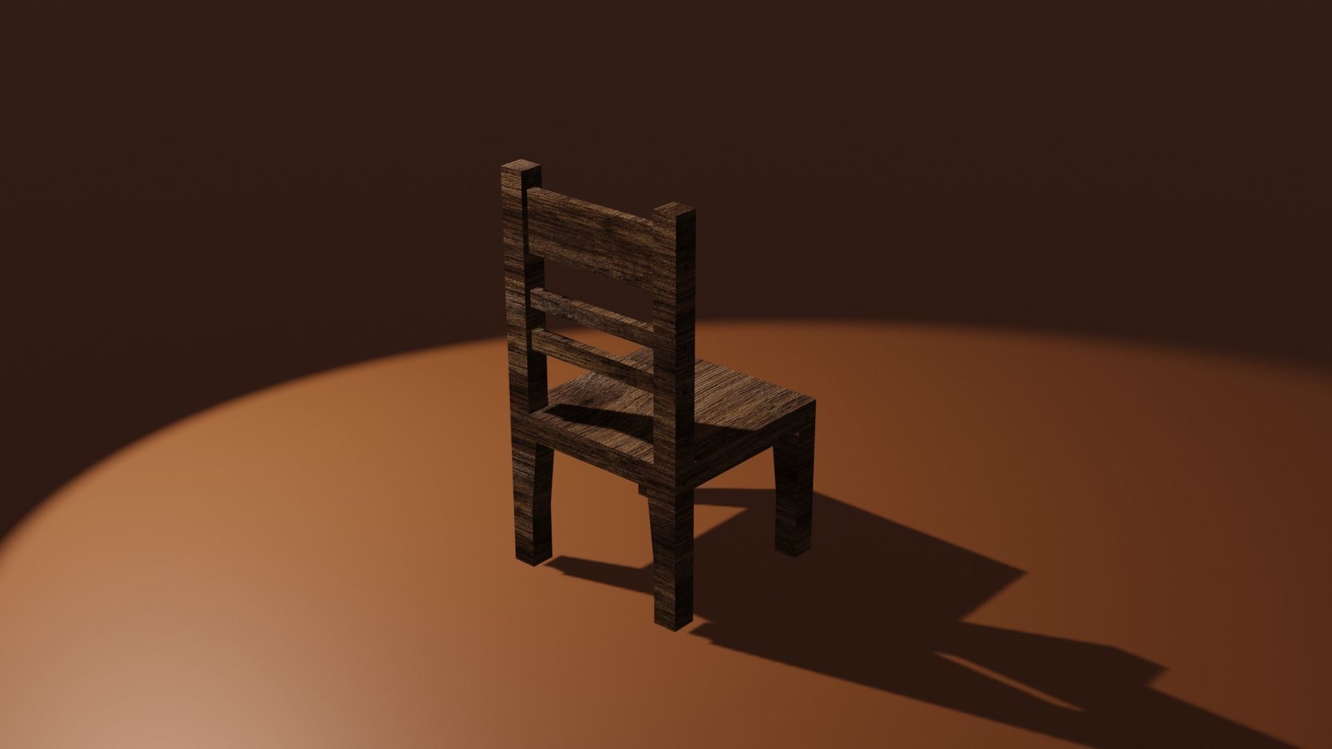 Wooden chair Low-poly 3D model_2