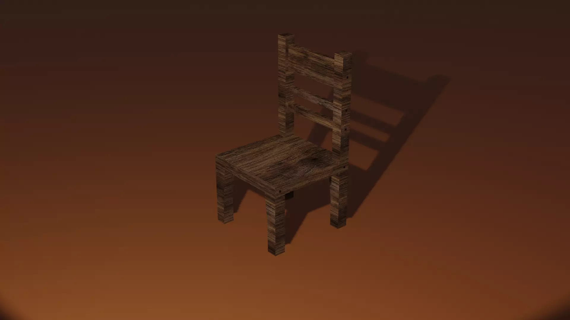 Wooden chair Low-poly 3D model_0