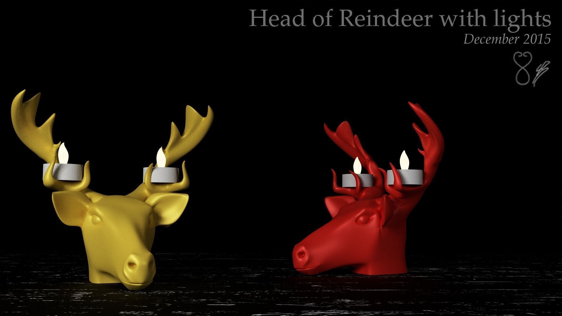 Head of Reindeer with lights Free 3D print model_0