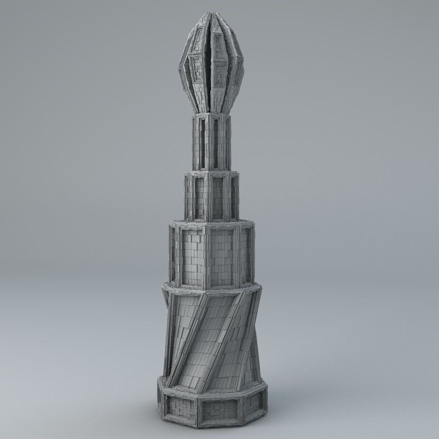 Sci Fi Shapes - Dystopia Building 4 Low-poly 3D model_9