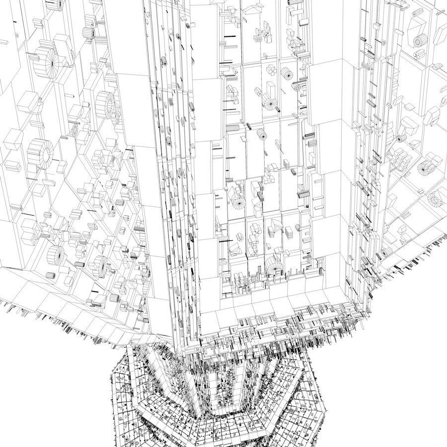 Sci Fi Shapes - Dystopia Building 4 Low-poly 3D model_15