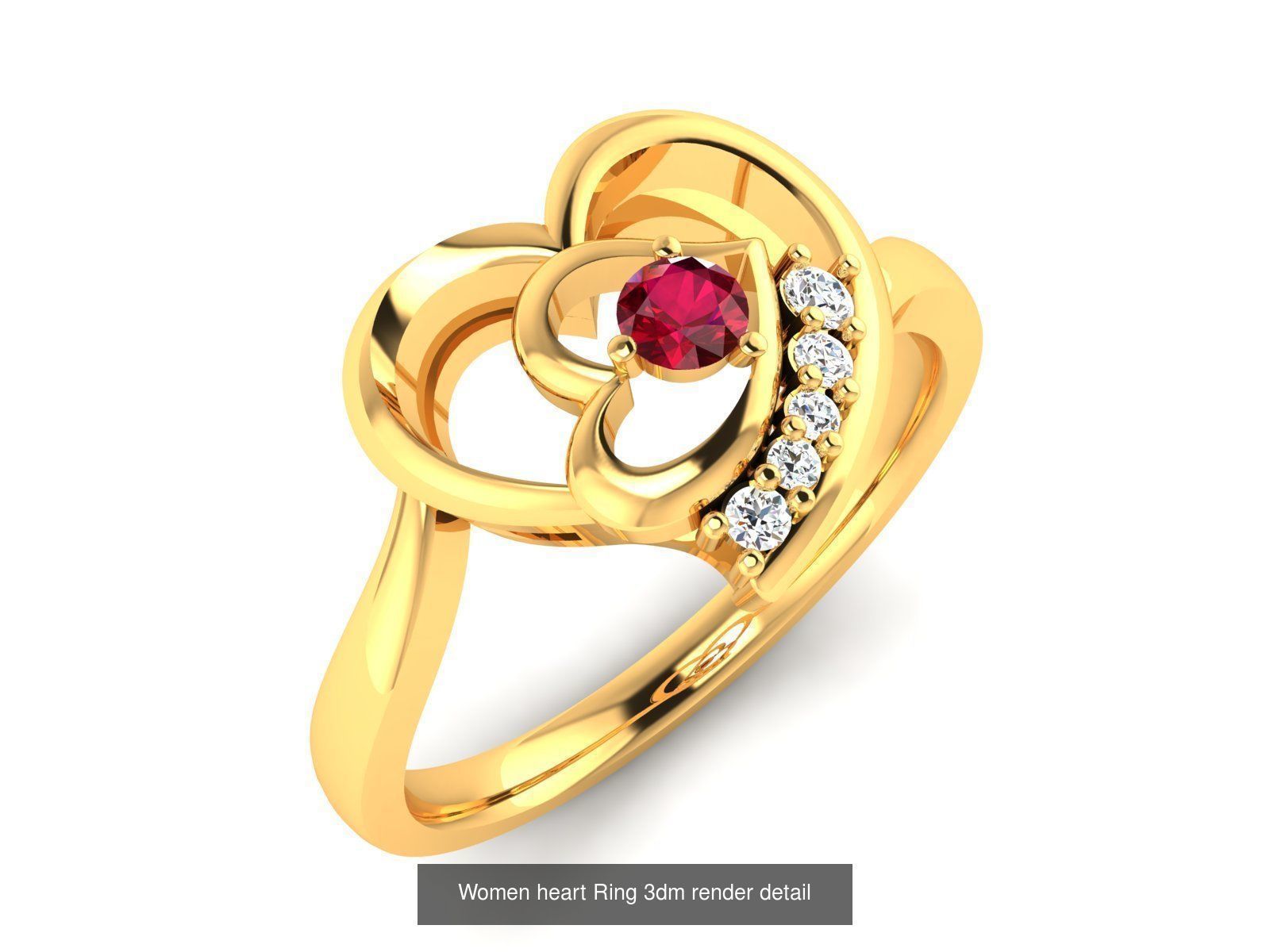 109 Love valentine ring earrings pendant 3dm render details 3D Model Collection_108