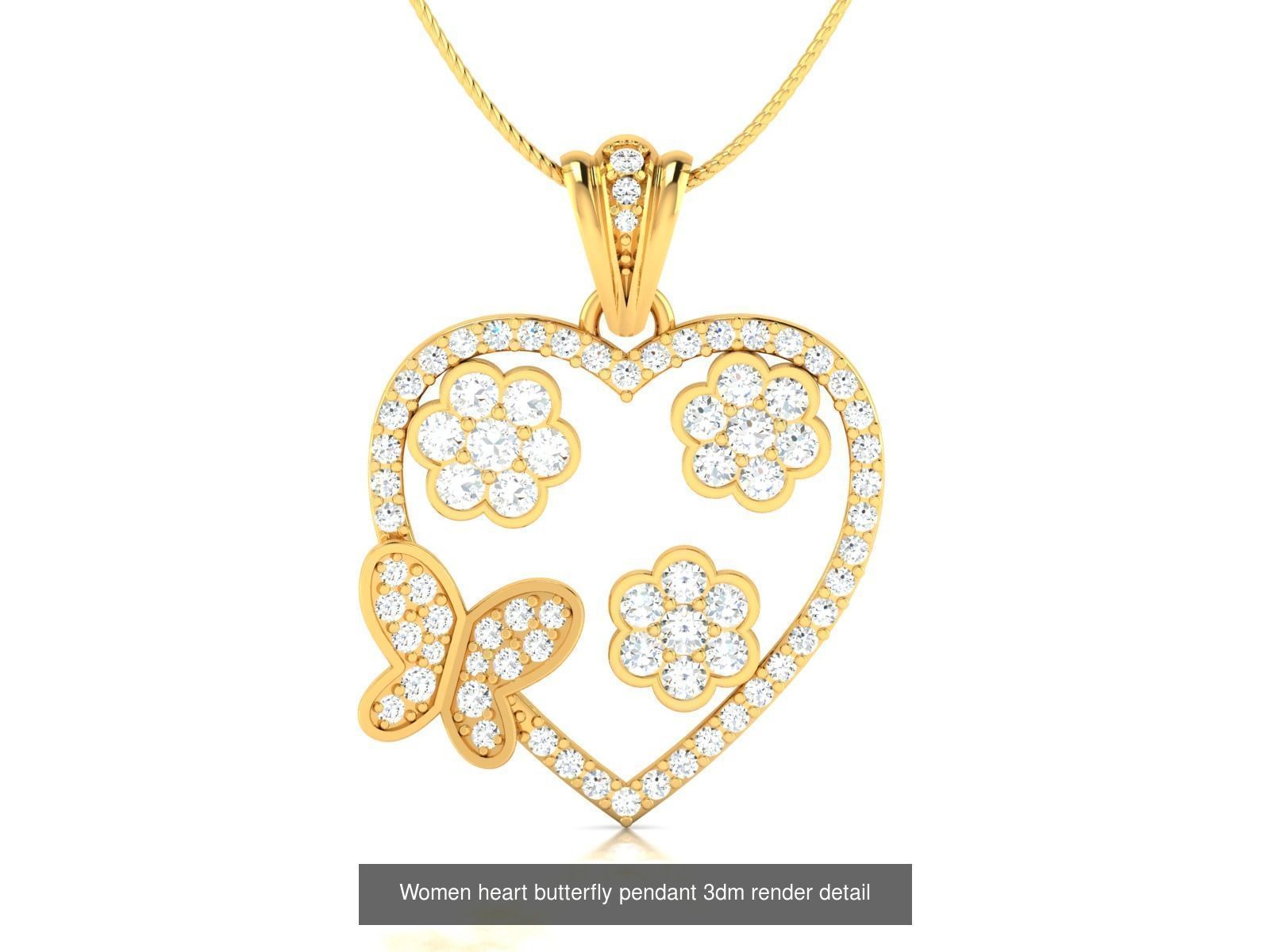 109 Love valentine ring earrings pendant 3dm render details 3D Model Collection_82