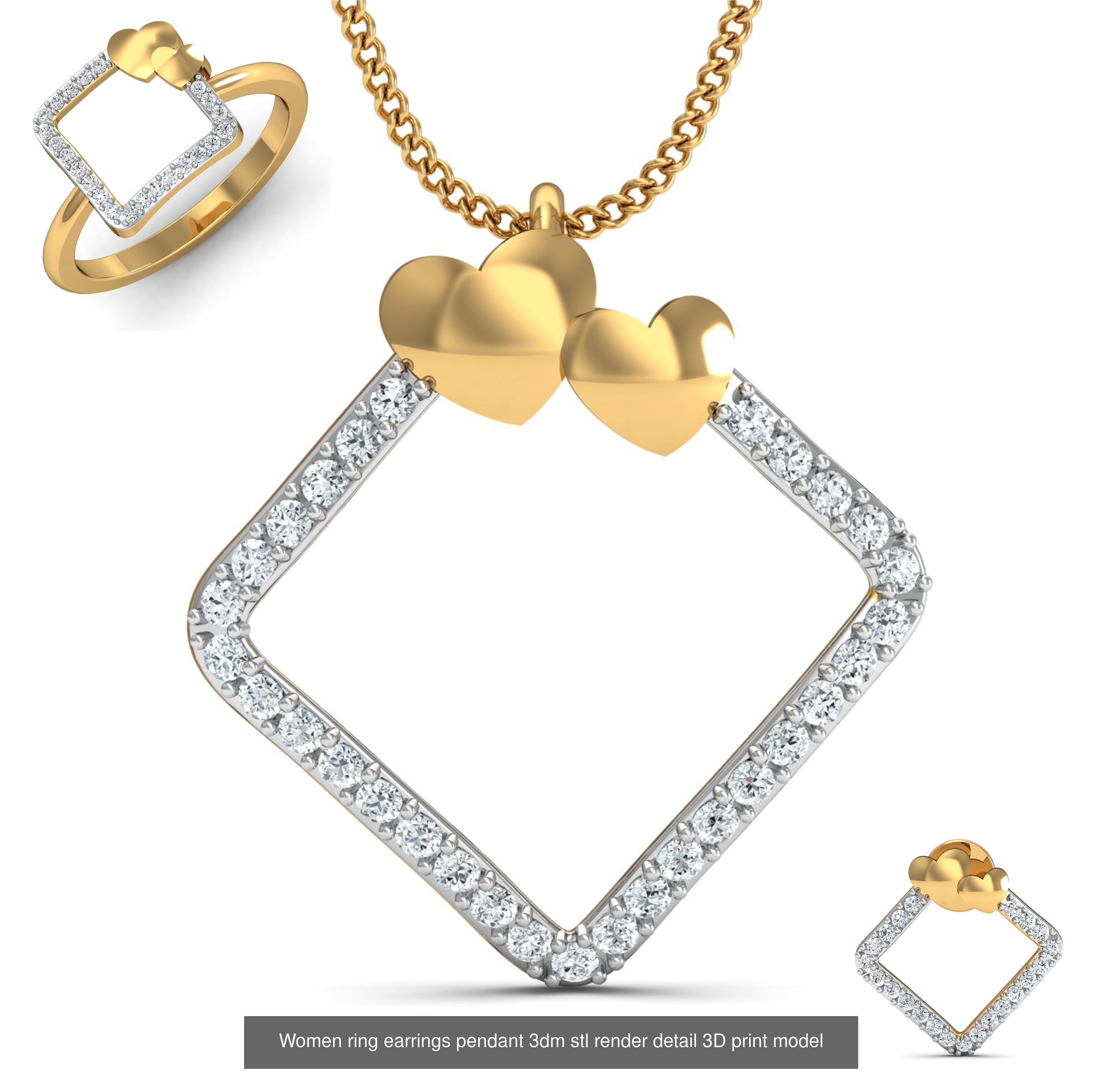 109 Love valentine ring earrings pendant 3dm render details 3D Model Collection_51