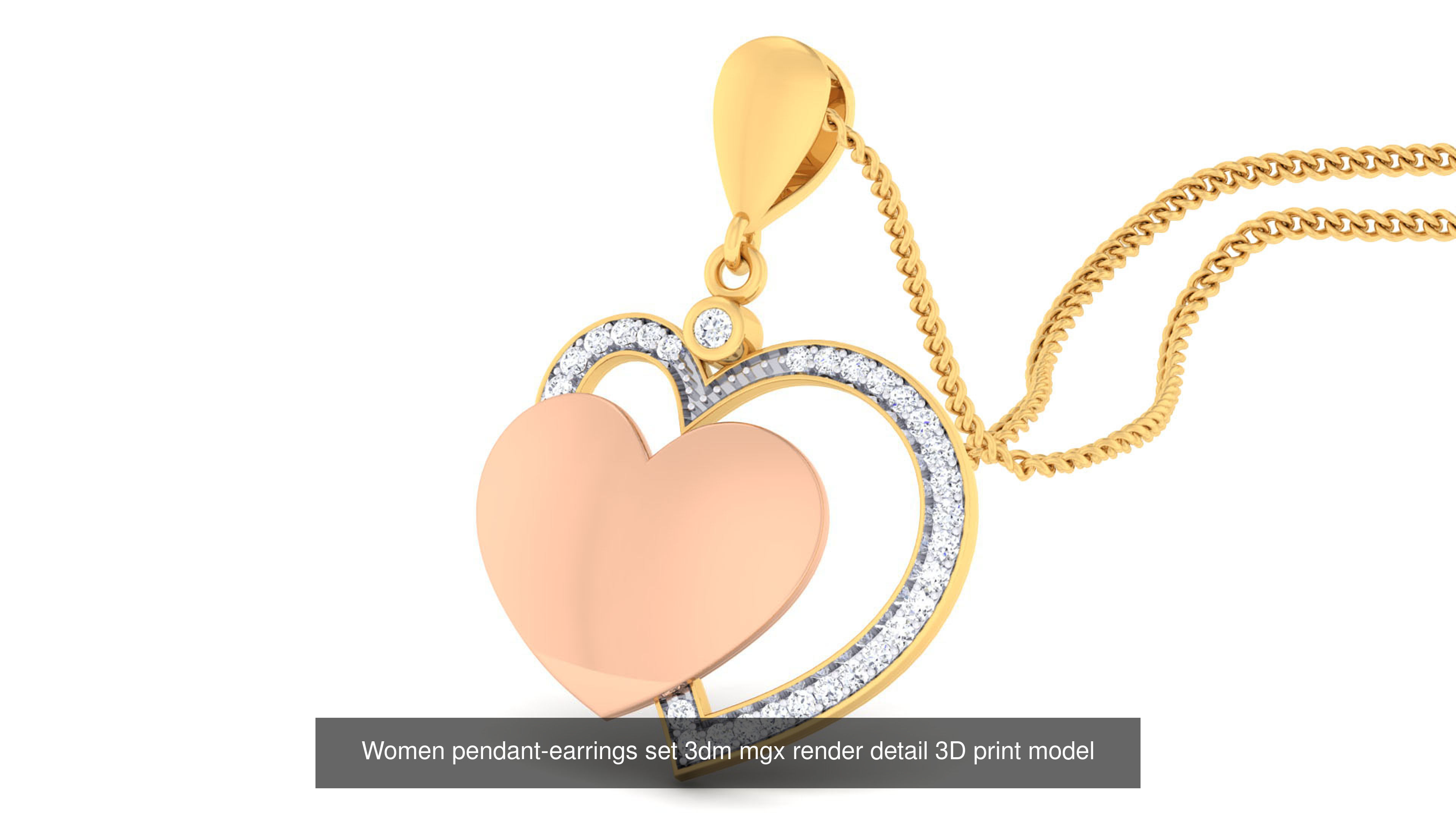 109 Love valentine ring earrings pendant 3dm render details 3D Model Collection_40