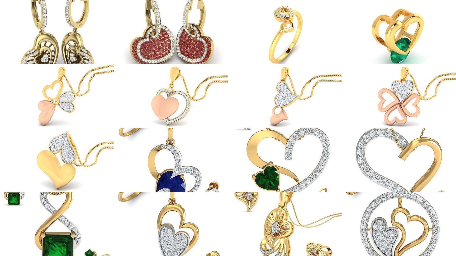 109 Love valentine ring earrings pendant 3dm render details 3D Model Collection_1