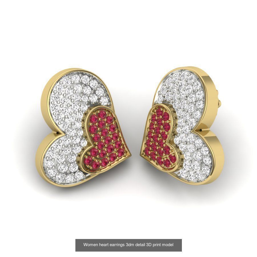 109 Love valentine ring earrings pendant 3dm render details 3D Model Collection_33