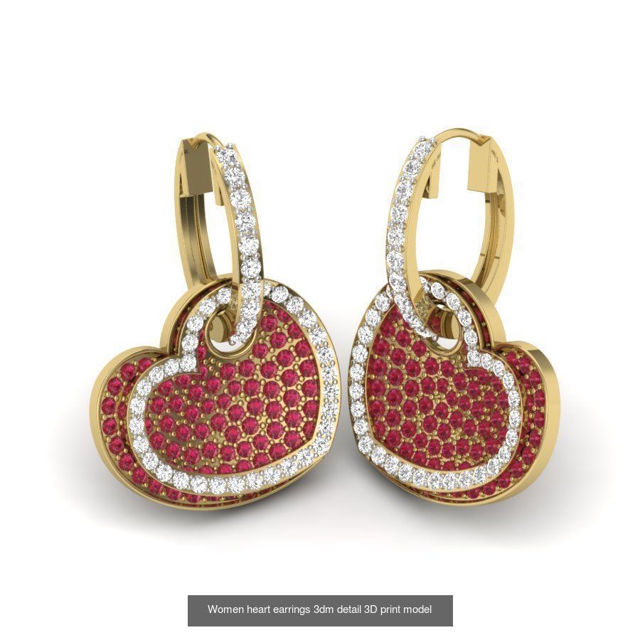 109 Love valentine ring earrings pendant 3dm render details 3D Model Collection_36