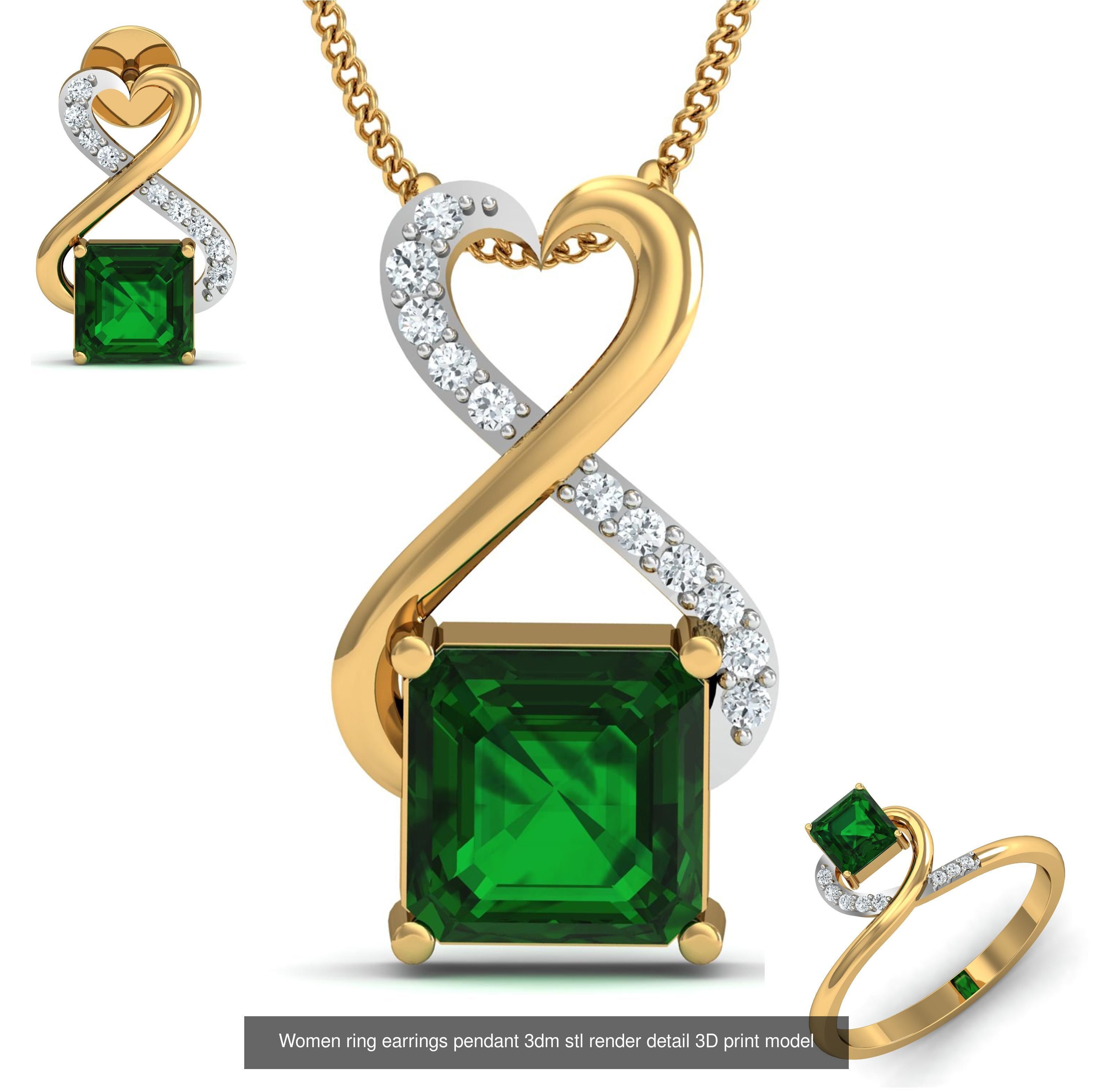 109 Love valentine ring earrings pendant 3dm render details 3D Model Collection_47